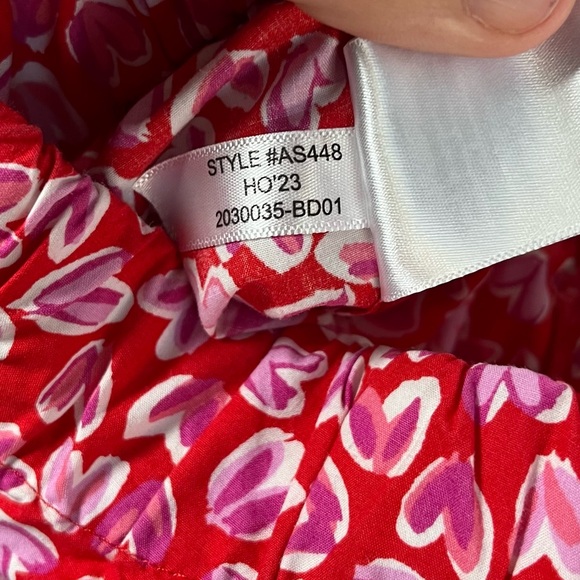 J. Crew Red 100% Cotton Lounge Pants with Pink Heart Pattern Women’s Small - Picture 8 of 8